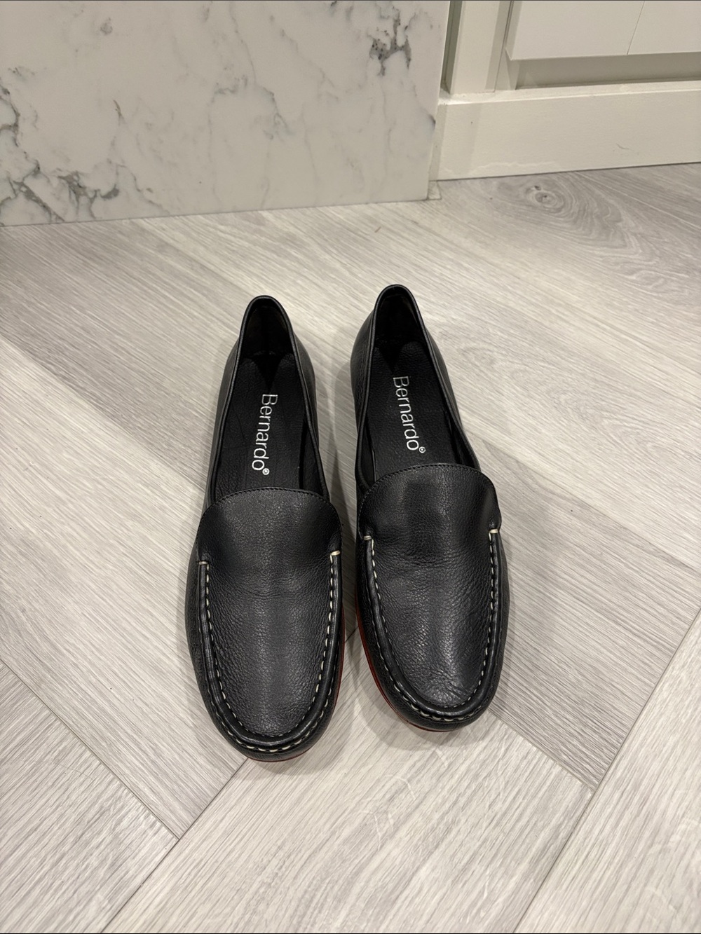 Women’s Bernardo Black Leather Slip-On Loafers